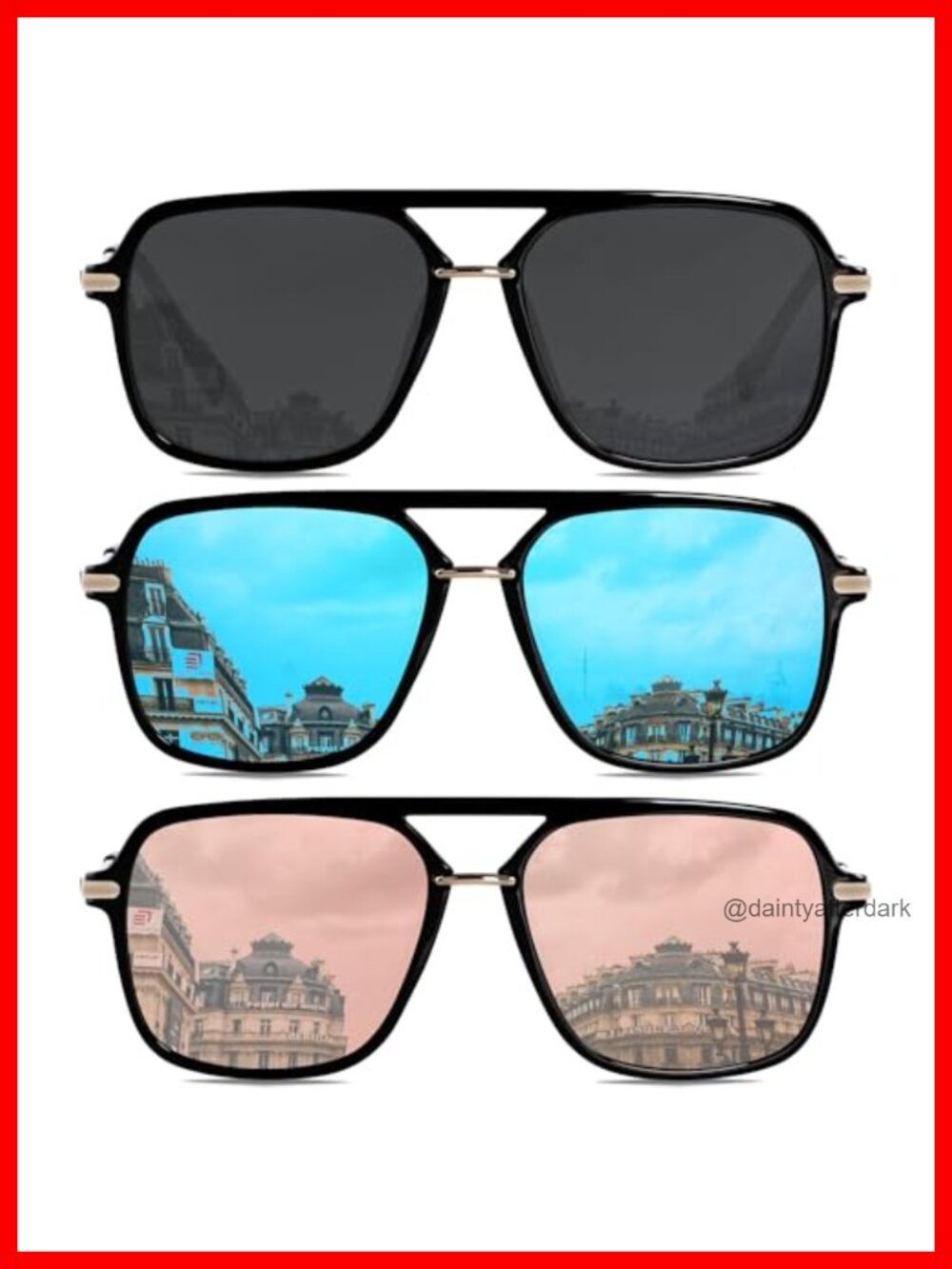 Polarized Retro Square Aviator Sunglasses UV400 Full-Frame Unisex